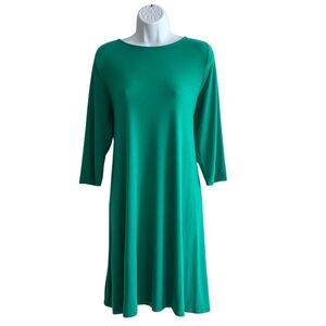 Zenana Women's Green Knee Length Dress 3/4 Sleeve Size L